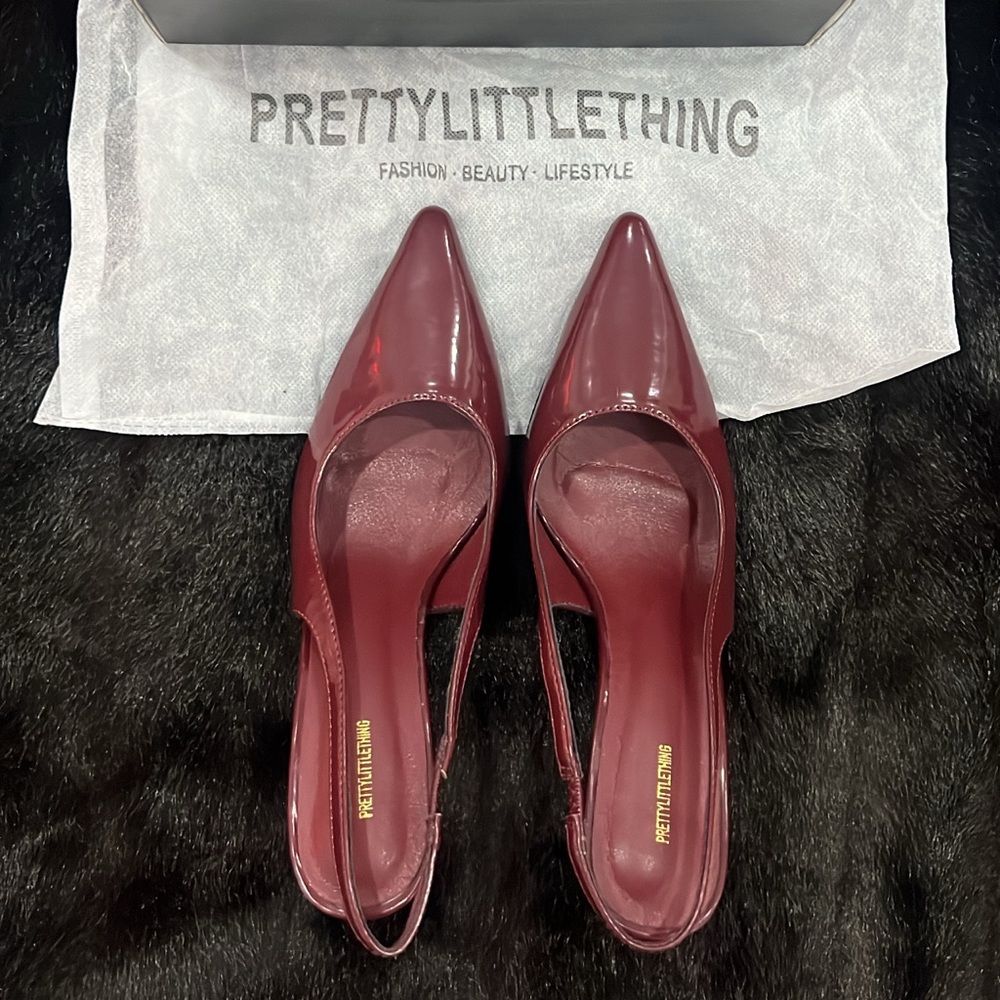 Selling these gorgeous, brand new burgundy heeled sandals from PLT!
